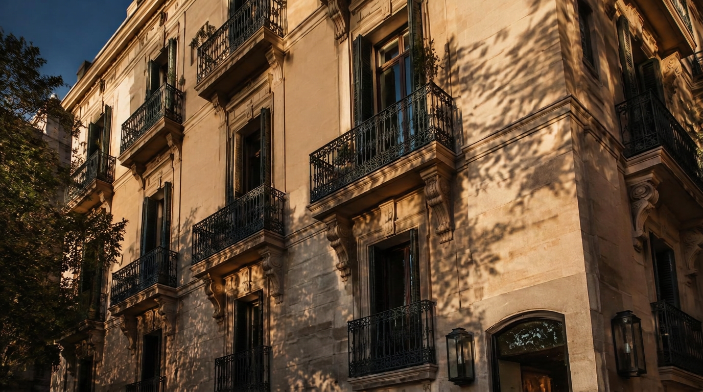 Elegant European boutique hotel architecture